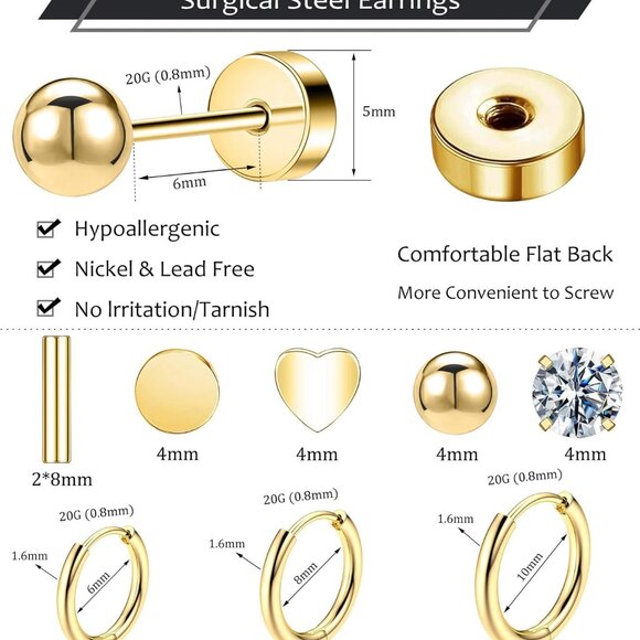 Unisex hypoallergenic surgical steel earrings set with cubic zirconia and opal, - Picture 2 of 9